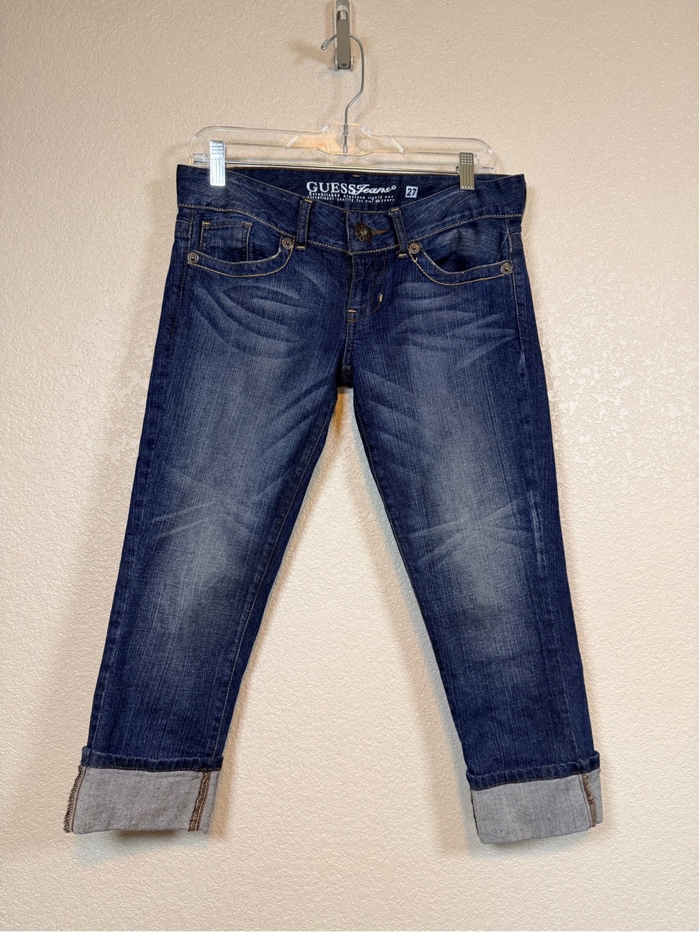 GUESS Women’s Indigo Cropped Roll-Cuff Jeans Size 27